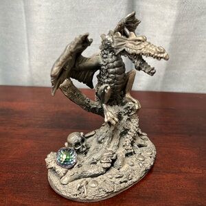 The Dark Dragon Pewter Figurine AG Slocombe with Crystal Ball and Skull